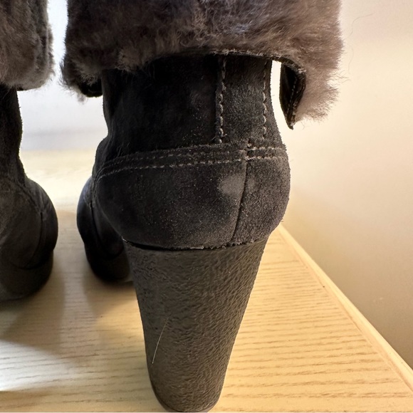 Hunter Ryann Suede and Shearling Ankle Boot in Gray Size 8 1/2 EUC Never Worn - Picture 7 of 9